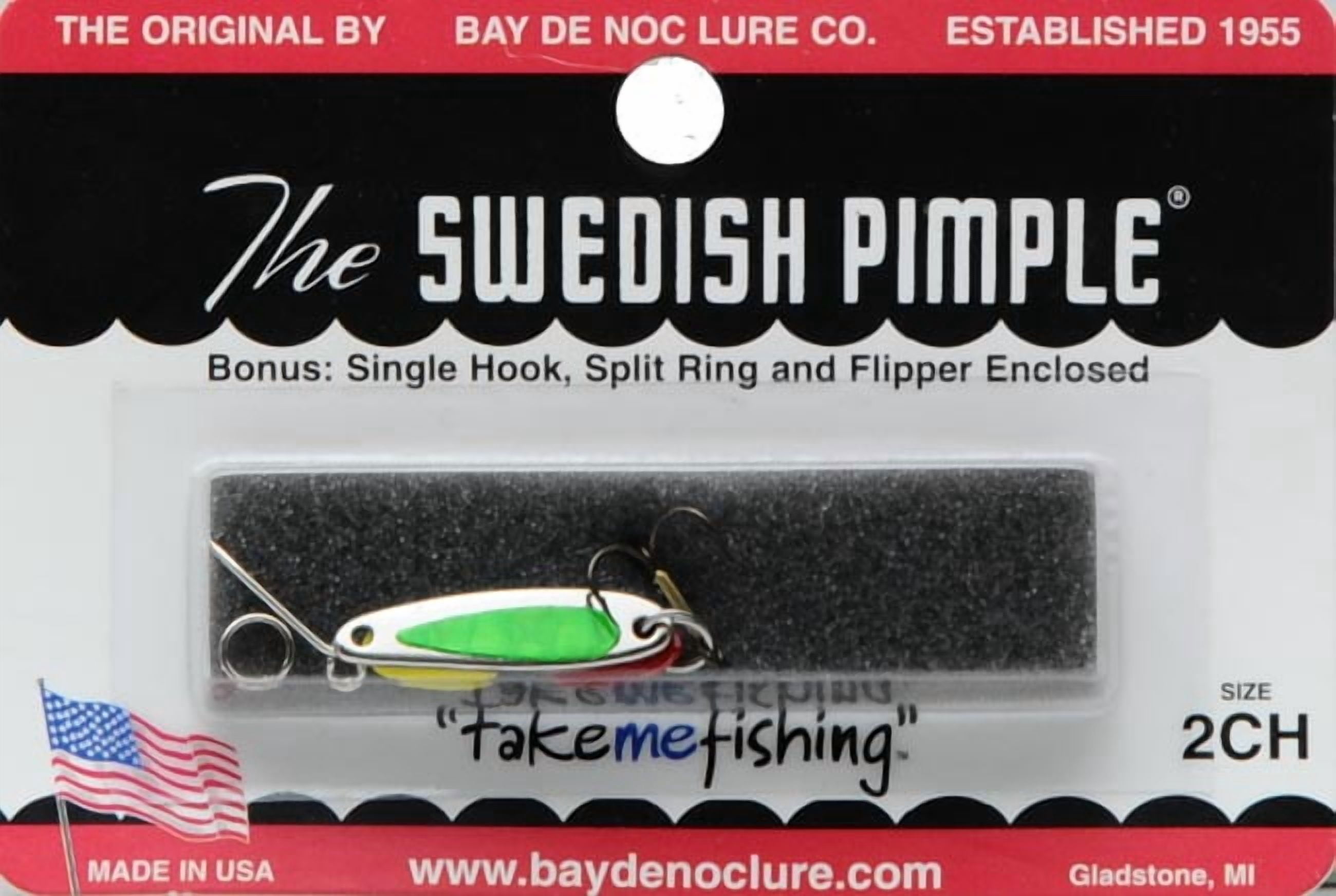 Bay de Noc Swedish Pimple Jigging Spoon 1/10oz Prism Chartreuse