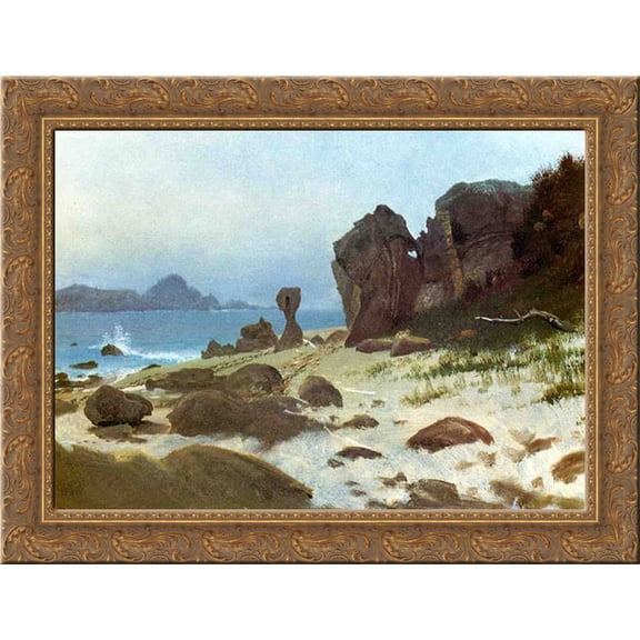 Bay of Monterey 24x20 Gold Ornate Wood Framed Canvas Art by Bierstadt, Albert