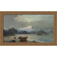 thumbnail image 1 of Bay with boats 40x24 Large Gold Ornate Wood Framed Canvas Art by Konstantinos Volanakis, 1 of 2