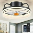thumbnail image 1 of BayDay 13" Ceiling Fan with LED Light & Remote, Modern Bladeless Flush Mount Fan, Stepless Dimming, 3-Color Temperature, Quiet, Easy Install for Bedroom, Kids Room, Study, Black, 1 of 5