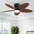thumbnail image 1 of Phorus 42 in Ceiling Fan with Light and Remote, Low Profile 5 Palm Leaf Blades Fan for Bedroom and Living Room, Brown, 1 of 7