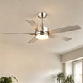 thumbnail image 1 of PHORUS 46" Silver Low Profile Flush Mount Ceiling Fan with LED Light, Remote & App Control, Quiet Reversible DC Motor, 6 Speeds, Dual-Sided Blades – Indoor, 1 of 17