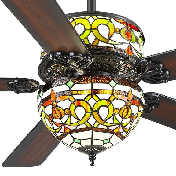 BayDay 52" Farmhouse Ceiling Fan with Lights & Remote, Crystal Chandelier with LED Light, Quiet Reversible Motor, Gold Wood Blades, Modern Fandelier for Living Room, Bedroom, Dining Room