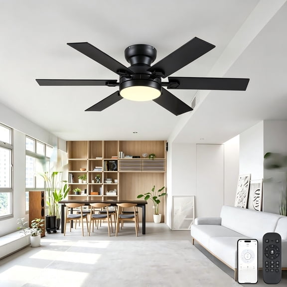 BayDay 52" RGB Ceiling Fan with LED Lights, Remote/App Control, Quiet DC Motor, 6-Speed, Energy Efficient
