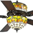thumbnail image 1 of PHORUS Tiffany Style Ceiling Fan with Lights and Remote, 52 Inch Ceiling Fan Chandelier with Reversible Motor, Vintage Stained Glass Shade, 6-Speed Indoor Outdoor Ceiling Fan Light Fixture, 1 of 9