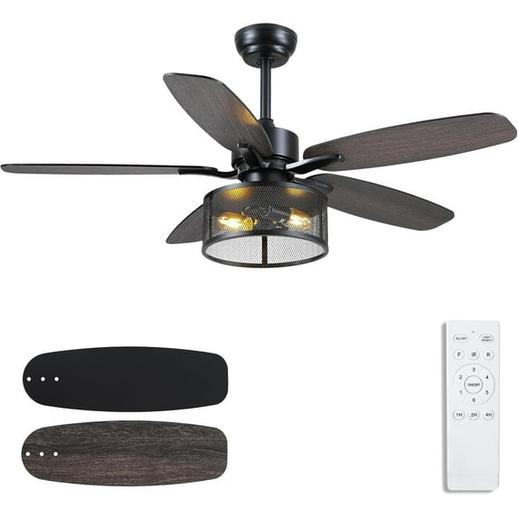 BayDay 72" Nickel Ceiling Fan with Lights & Remote Modern Style 6 Speeds Quiet Reversible Motor LED Light Adjustable Height for Living Room Bedroom Outdoor Patio Porch