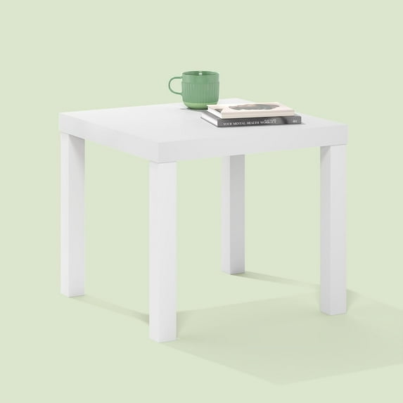Bayan End Table, Square Side Table, for Small Spaces, Living Room, Bedroom, White