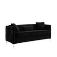 thumbnail image 1 of Bayberry Black Velvet Fabric Sofa Couch with 3 Pillows, 1 of 11