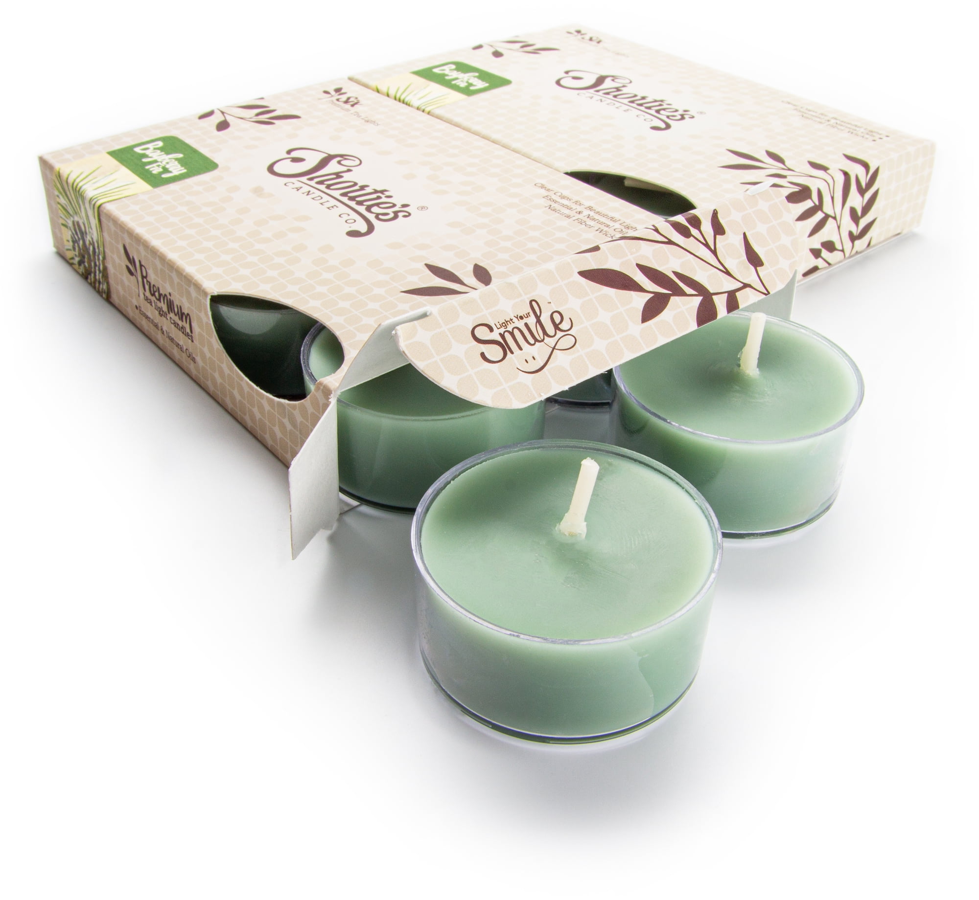 Bayberry Fir Tealight Candles Multi Pack 12 Green Premium Scented Tea Lights Natural Oils