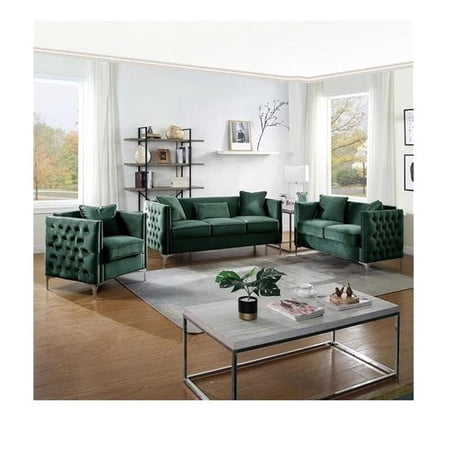 Bayberry Green Velvet Sofa Loveseat Chair Living Room Set
