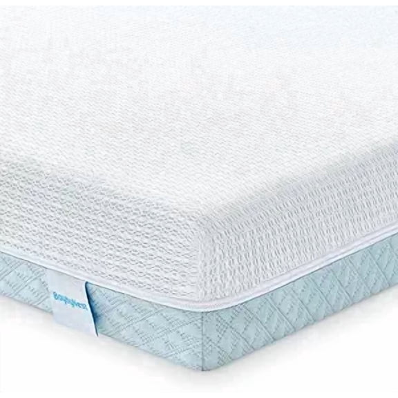 BaybyNest Crib Mattress 52x27.5x6 Inches with Tencel-Lyocell Cover - Dual-Sided Comfort, Breathable Gel Memory Foam Inner & Washable Cover, Fits Standard Cribs (Blue & White)​