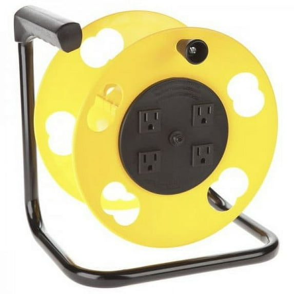 Bayco SL2000PDQ - Add-A-Cord Quad Tap Cord Reel With Circuit Breaker Yellow With Black Handle