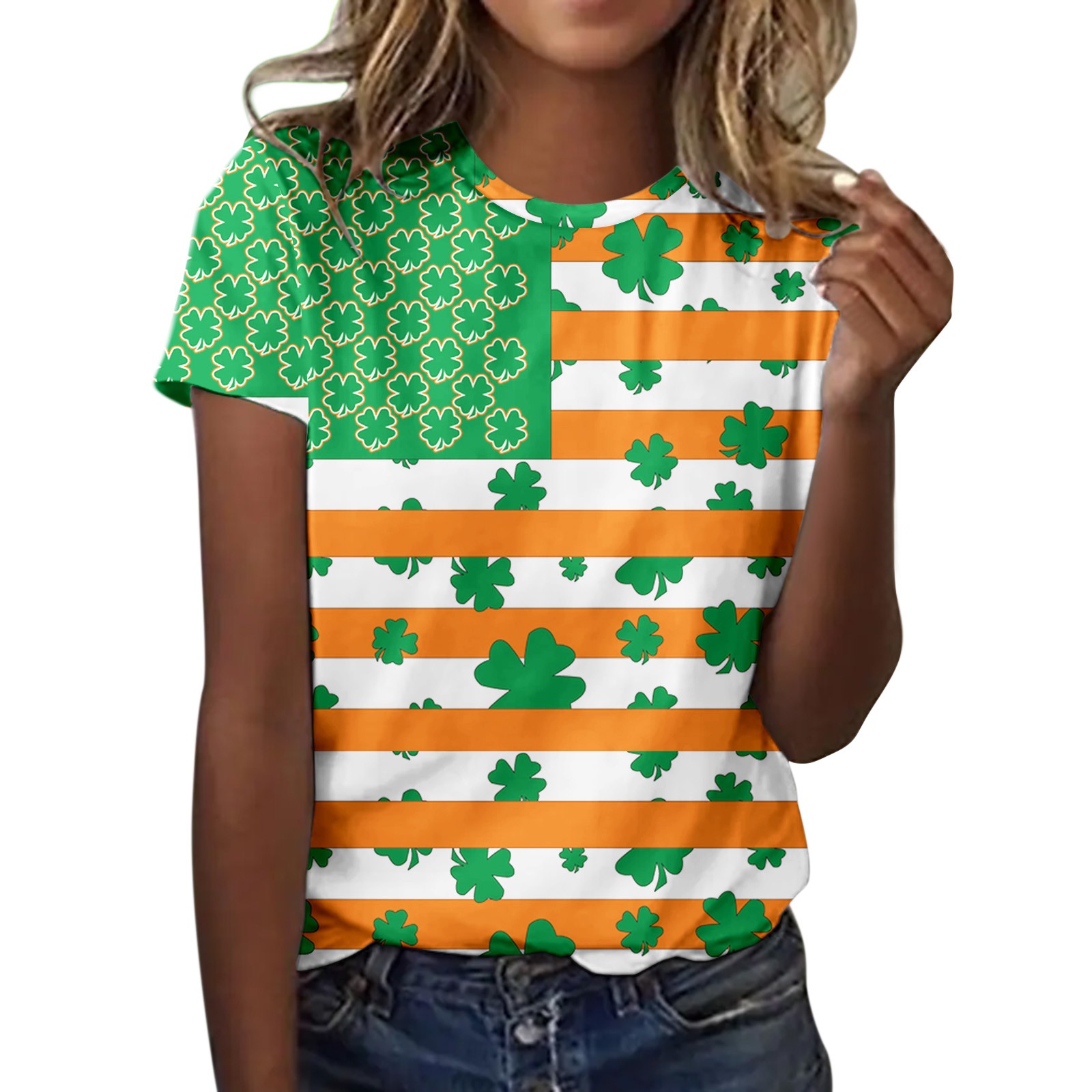 Baycosin Screen Printed Retro Green Irish Distressed Shamrock TShirt