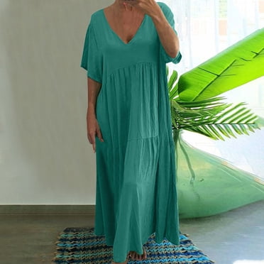 V Neck Flare Sleeve Dress Summer Holiday Bright Silk Chiffon Ruffles Robes Women 039 S V V Neck Flare Sleeve Dress Summer Holiday Bright Silk Chiffon Ruffles Robes Women 039 S V