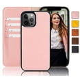 thumbnail image 1 of Bayelon Genuine Leather Wallet Case for iPhone 12 Pro Max 6.7" - 2-in-1, Detachable Magnetic Flip Cover with Card Slots, Horizontal Viewing Kickstand, Durable Frame (Nude Pink), 1 of 3