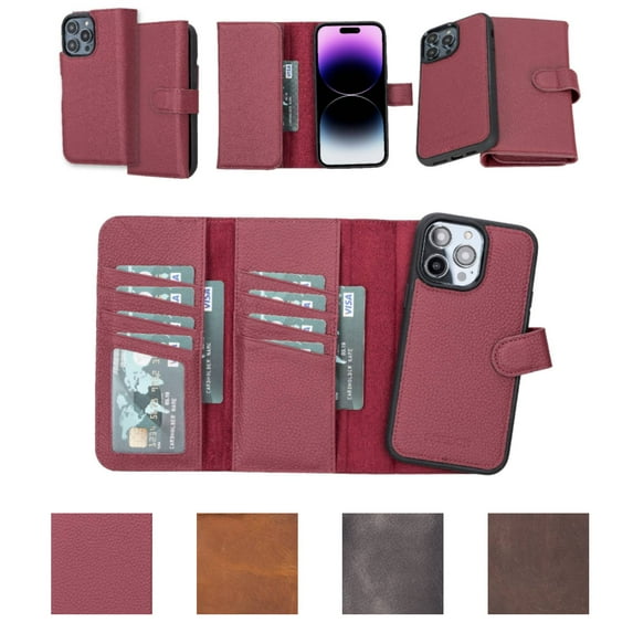 Bayelon iPhone 14 Pro Wallet Case, Trifold Leather iPhone 14 Pro Case with MagSafe