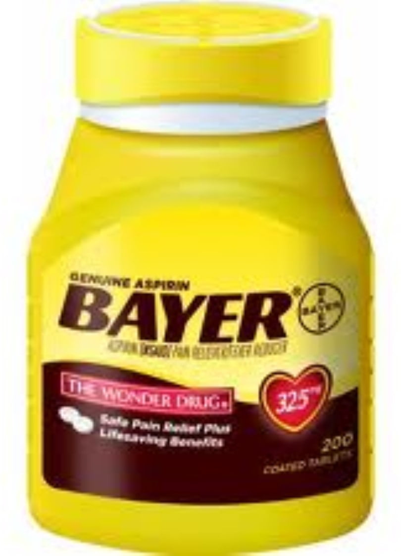 Bayer 325mg Aspirin 200 tabs (Pack of 4)