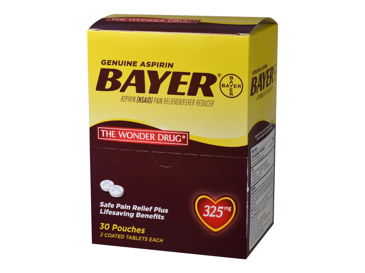 Bayer 325mg Genuine Buffered Aspirin (NSAID) Tablet 2/Pouch 30 Pouches