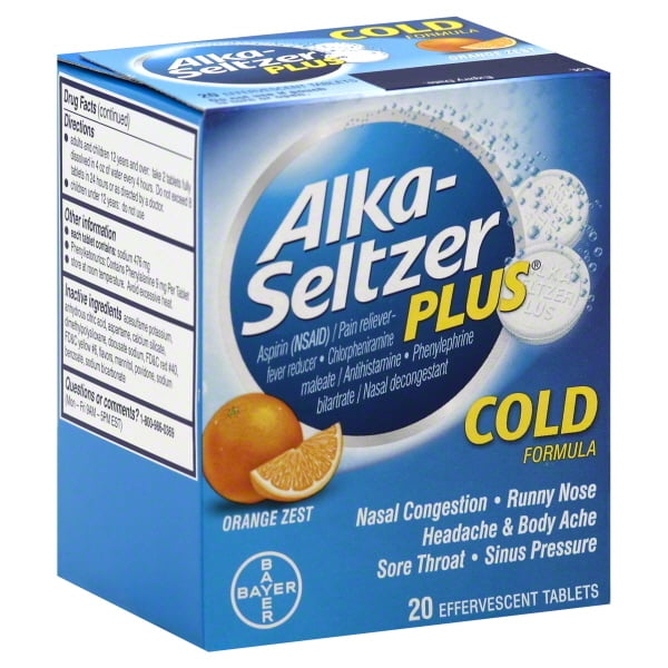 Bayer Alka-Seltzer Plus Cold Formula Orange Zest Effervescent Tablets ...