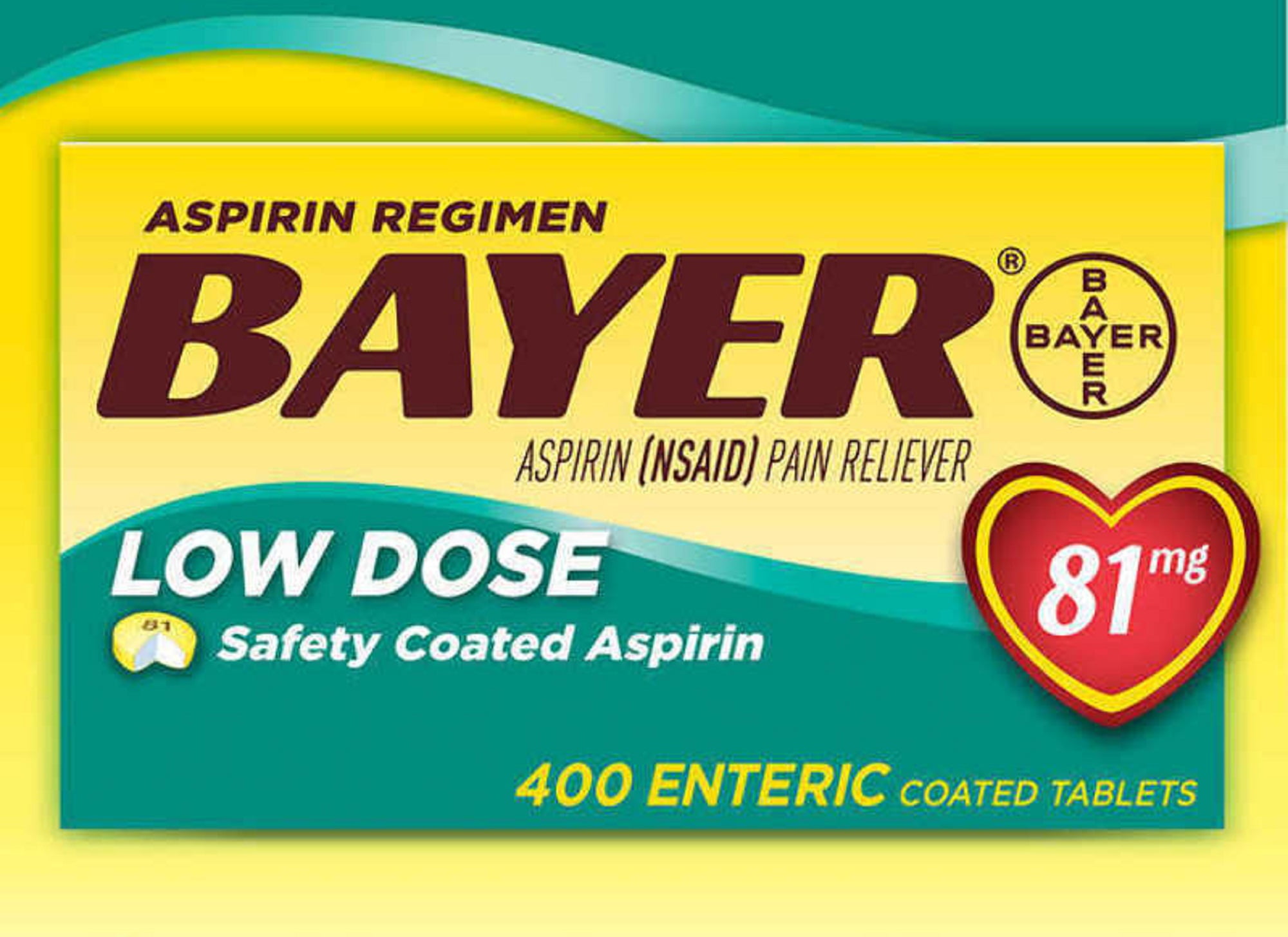 Bayer Aspirin Low Dose Aspirin 81 mg 400 Enteric Coated Tablets