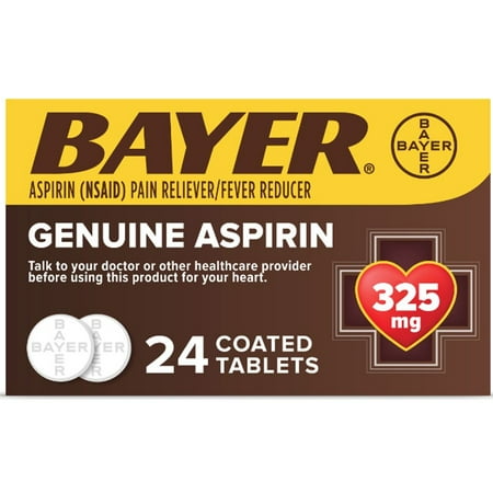 Bayer Aspirin Pain Reliever/Fever Reducer 325 mg Coated Tablets - 24 ct (Packaging May Vary)