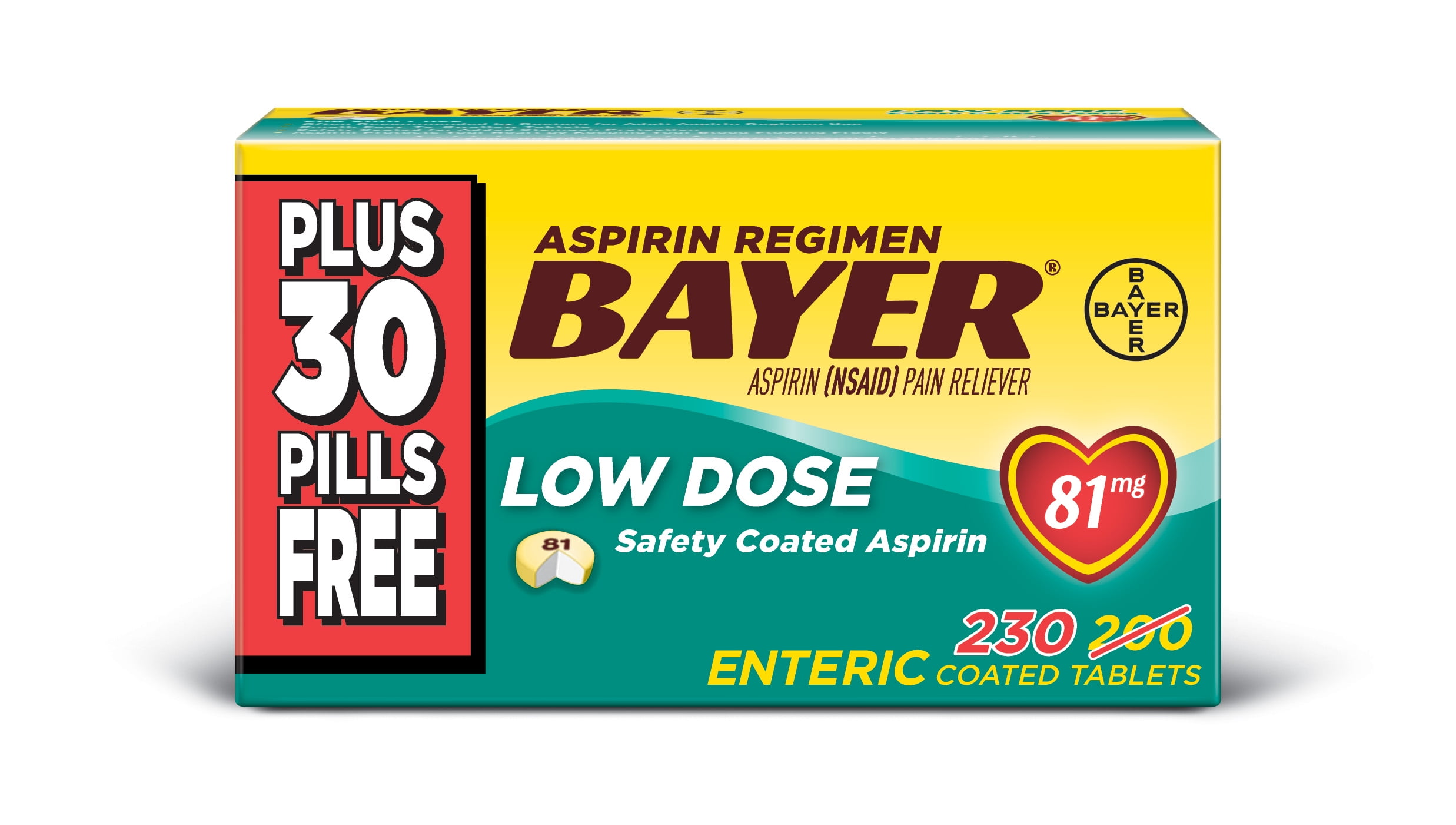 Bayer Aspirin Regiment Low Dose Enteric Coated Tablets, 81 mg, 230 Count
