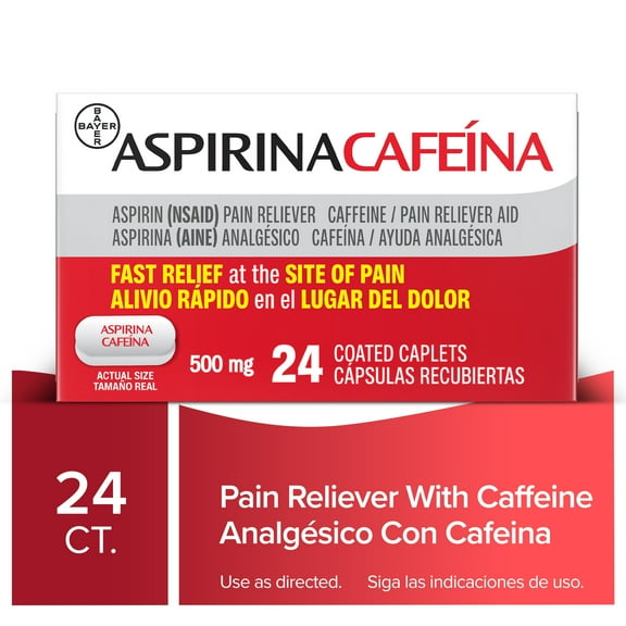 Aspirina Cafena, Aspirin Plus Caffeine Pain Medicine, 24 Count