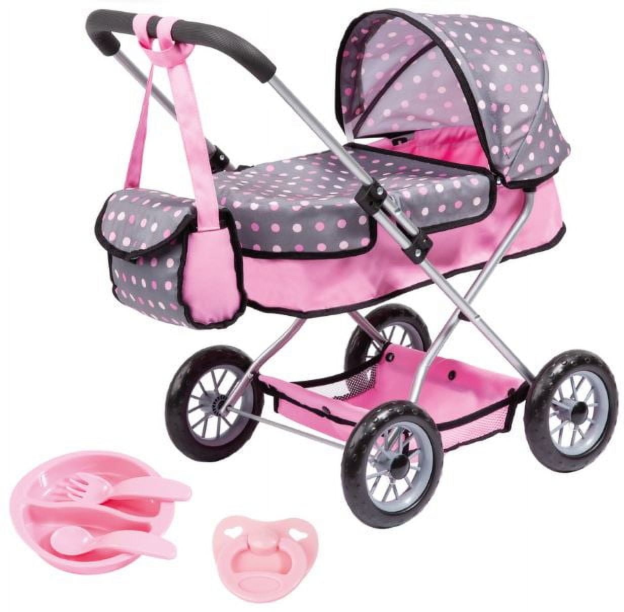 Smarty Pink and Gray Doll Pram Set with Accessories