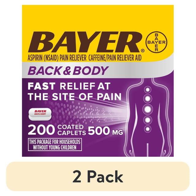 (2 pack) Bayer Back and Body Extra Strength Aspirin 500 mg, Pain ...