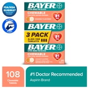 Bayer Chewable Aspirin Regimen Low Dose Pain Reliever Tablets, 81mg, Orange, 108 Count
