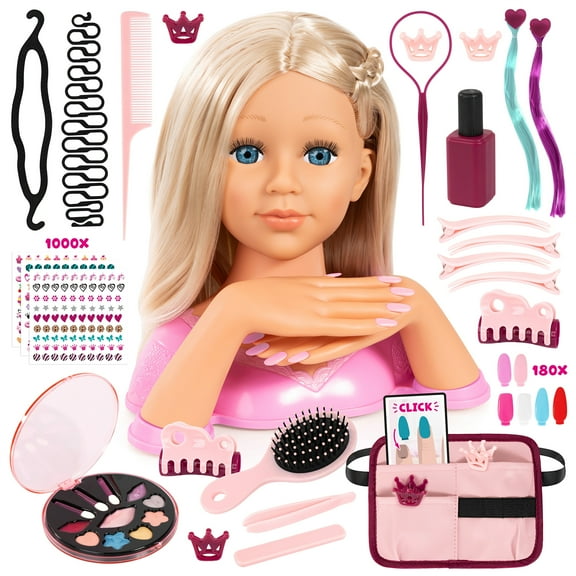 Bayer Design: Charlene Magic Nails - Blonde - Doll Styling Head, 10.5" Tall Bust, Movable Hands, Design Makeup-Hair-Nails, Beauty & Salon Toy, Kids 3+