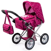 Bayer Design City Star Doll Pram - Bordeaux-White-Fairy - 2-In-1 Pushchair & Stroller, Adjustable Handle, Carry Cot & Bag, Dolls Up To 18, Kids 3+