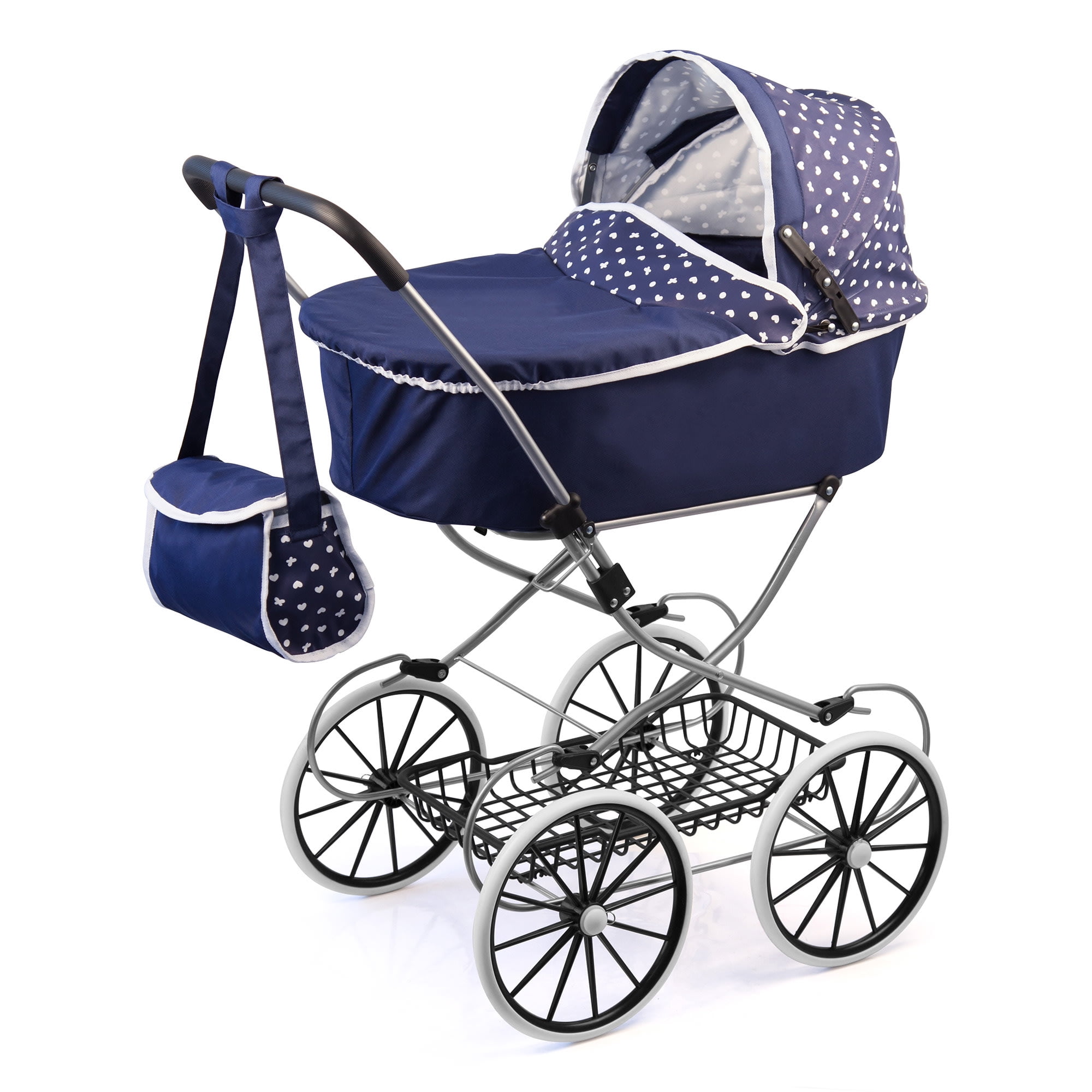 Bayer Design Dolls Classic Deluxe Pram Blue White