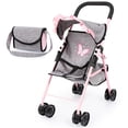 thumbnail image 1 of Bayer Design: Doll Buggy - Grey-Soft Pink-Butterfly - Handbag, Folding Play Stroller For Dolls Up To 16", Sunshade, Swivel Wheels, Seat Belt, Kids 3+, 1 of 9