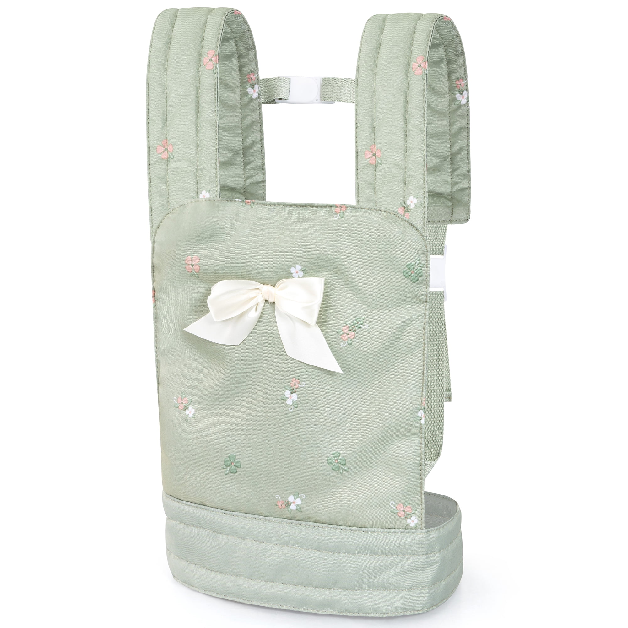 Bayer Design: Doll Carrier - Green & Flowers - Travel Play Accessory, Adjustable Padded Shoulder Straps, Lockable Hip Belt, Toy Fits 18" Dolls, Kid 3+