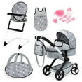 thumbnail image 1 of Bayer Design Dolls: Xeo 11 Piece Set - Grey, Pink, Stars - Pram, High Chair, Play Gym, Handbag & Accessories For Dolls Up To 18", Kids Toy, Ages 3+, 1 of 6