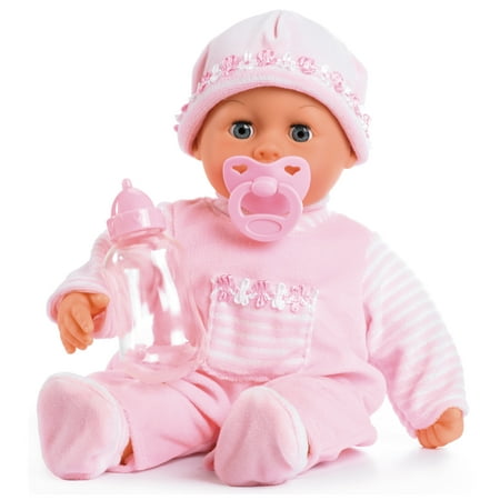 Bayer Design First Words 15 inch Baby Doll  Soft Pink with Bottle and Pacifier, for Children
