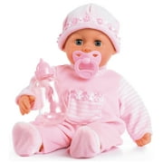 Bayer Design First Words 15 inch Baby Doll Soft Pink with Bottle and Pacifier, for Children