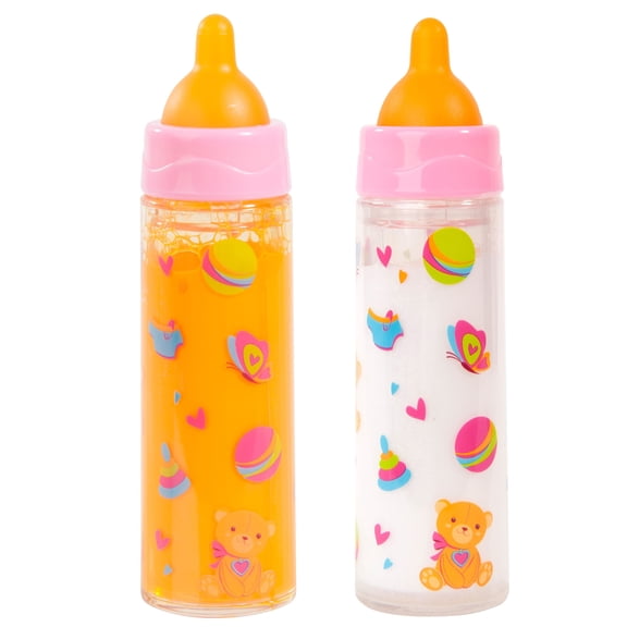 Bayer Design: Magic Bottle Set - 2pk Doll Pretend Play Feeding Accessories, Disappearing "Liquid", Transparent & Durable Design, Toddlers & Kids 10mo+