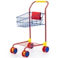 thumbnail image 1 of Bayer Design: Shopping Cart - Red & Blue - Grocery Pretend Play Toy, Spacious Basket Holds Toys & Dolls, Lightweight, Dual Wheels, Toddler-Kids 18mo+, 1 of 8