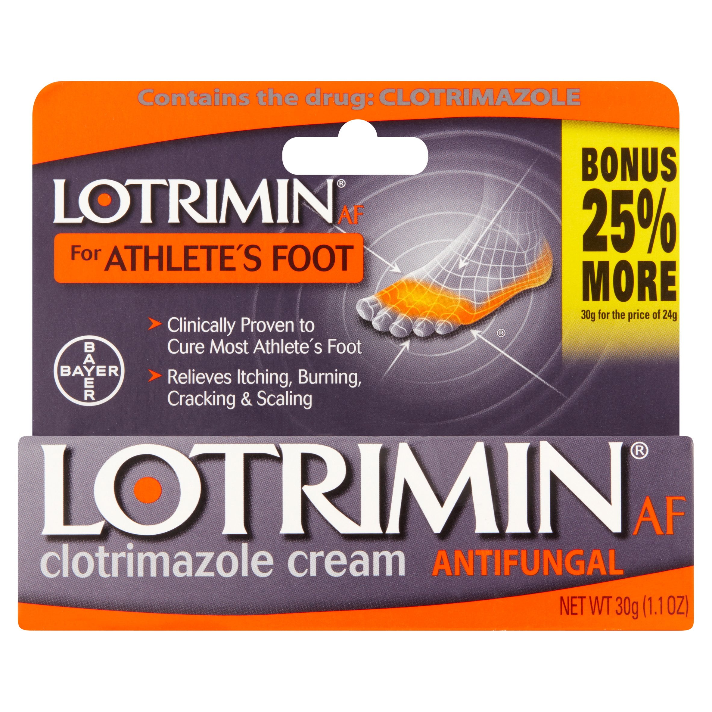 Bayer Lotrimin For Athlete's Foot Antifungal Clotrimazole Cream, 1.1 oz
