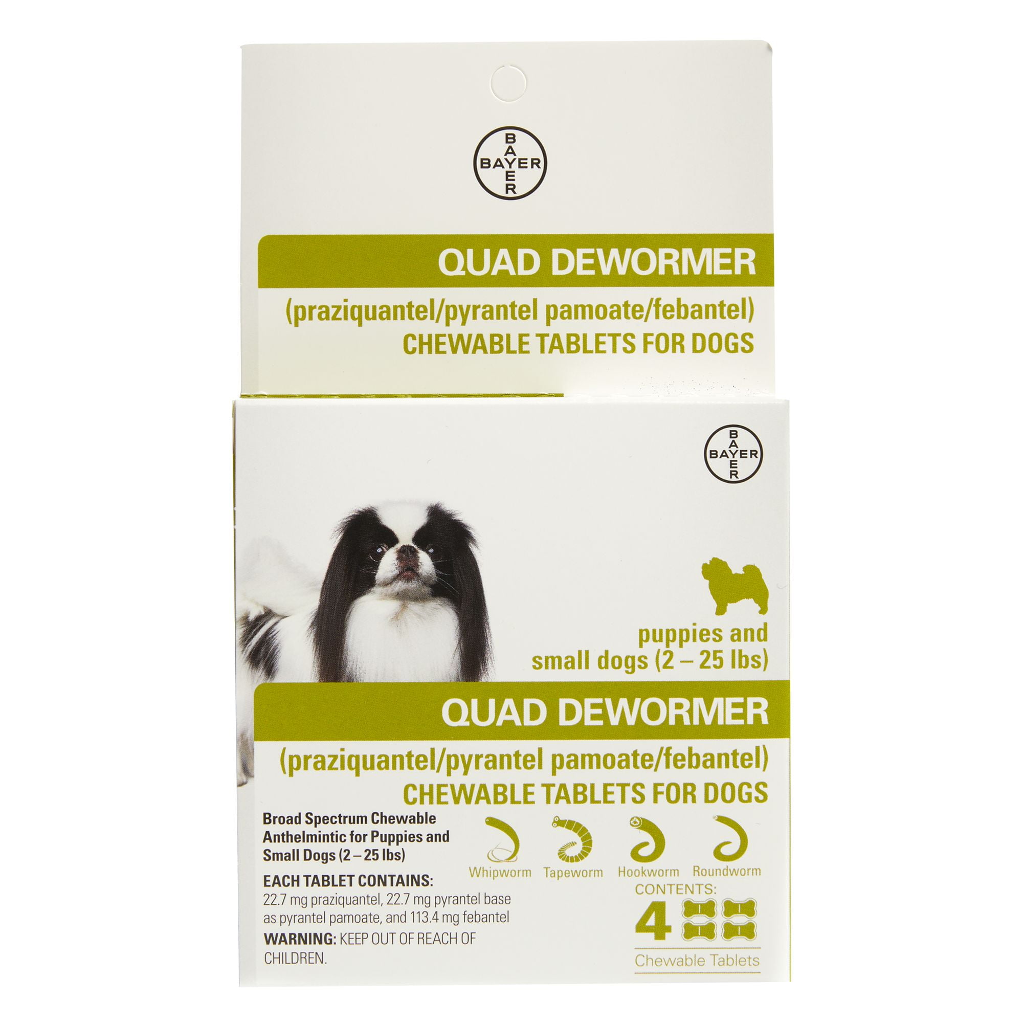 Elanco Quad Dewormer for Small Dogs, 225 lbs, 4 Chewable Tablets
