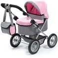 thumbnail image 1 of Bayer: Trendy Baby Doll Pram with Adjustable Handle, Foldable Pink/Grey Stroller for Dolls, 1 of 8