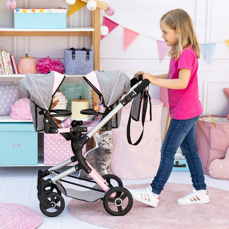 Bayer: Twin Doll Pram Neo with Adjustable Height Handle and
