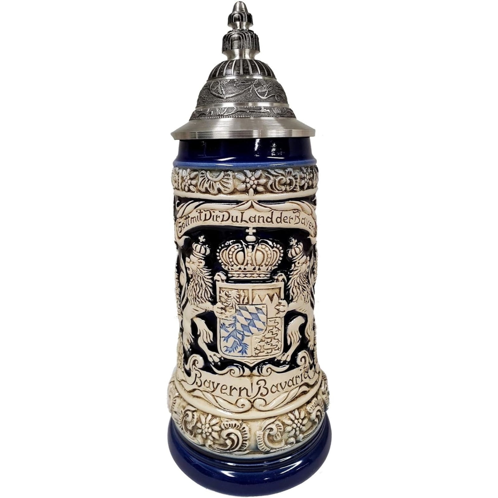 Bayern Bavaria Lion Crest Rustic Blue LE Stoneware German Beer Stein .5 ...