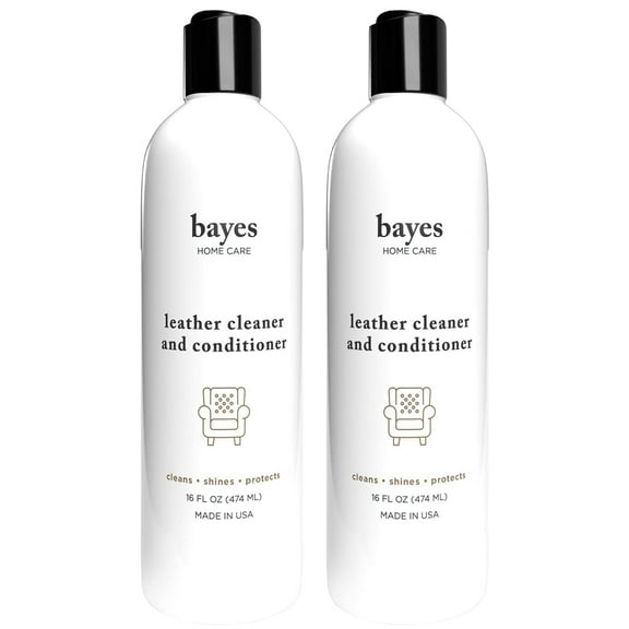 Bayes Leather Upholstery Cleaner and Conditioner For Couch, Car Seat, Shoe and Handbags 16 oz 2 Pack