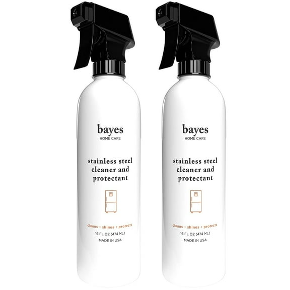 Bayes Stainless Steel Cleaner, Polish, and Protectant Spray for Appliances, BBQ Grill and Other Surfaces, 16 oz 2 Pack