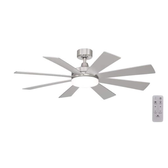 Open Box Bayla 52 in. Indoor Brushed Nickel Windmill Ceiling Fan with Adjustable LED Light and Remote Included