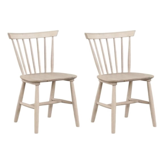 Baylee Side Dining Chair Set of 2-Spindle Back-Tapered Legs-White Oak Wood
