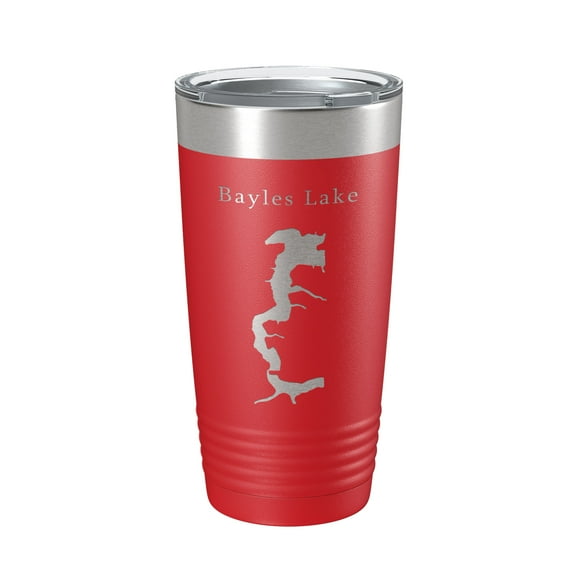 Bayles Lake Map Tumbler Travel Mug Insulated Laser Engraved Coffee Cup Illinois 20 oz Red